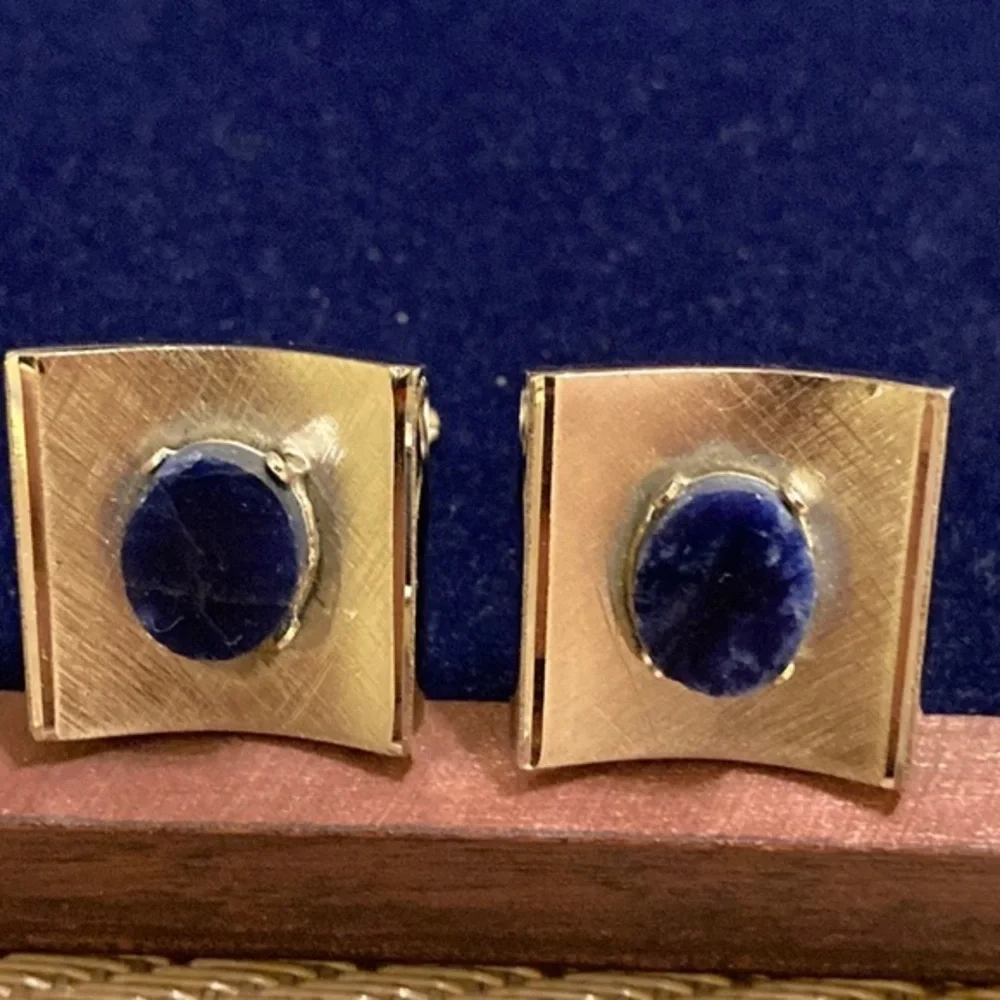 Vintage Dante silver tone and blue lapis cufflinks